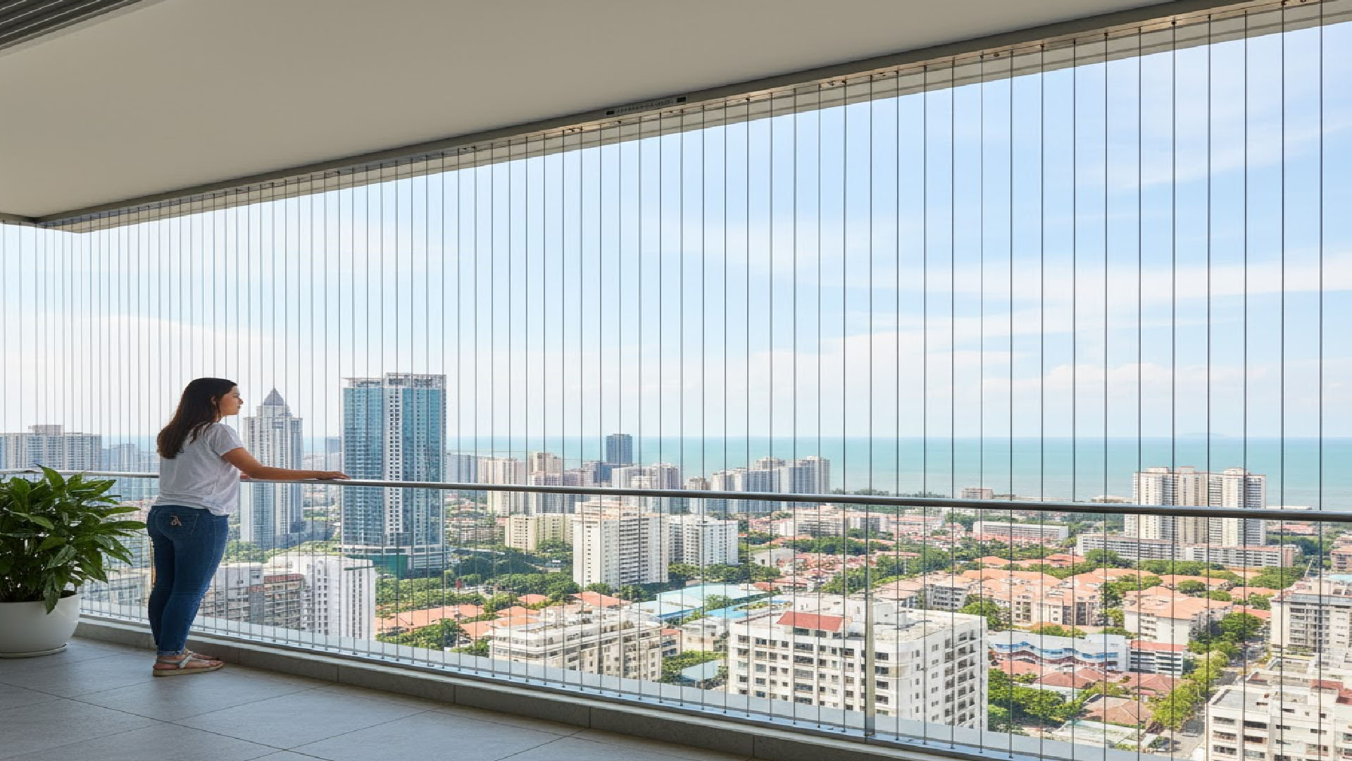 Balcony Invisible Grill installed in a Bengaluru home